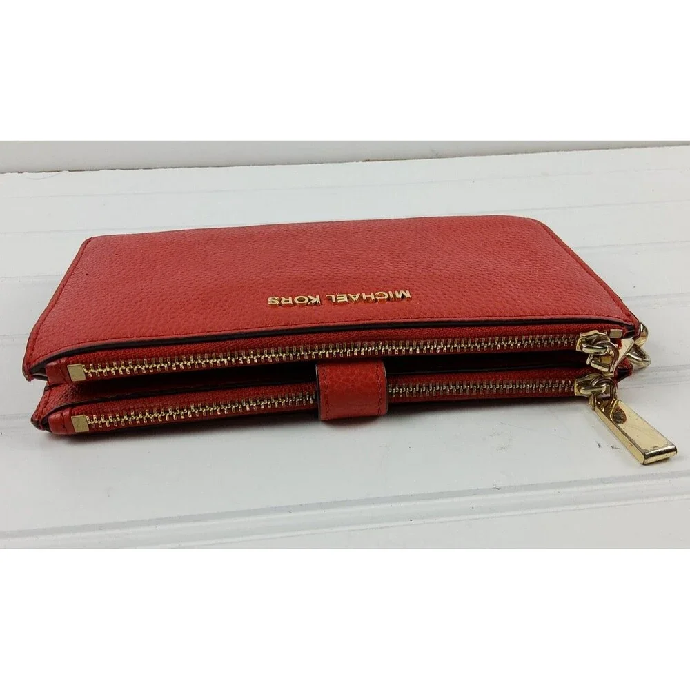Michael Kors MK Pebbled Leather Double Zip Snap Wallet Wristlet Clutch